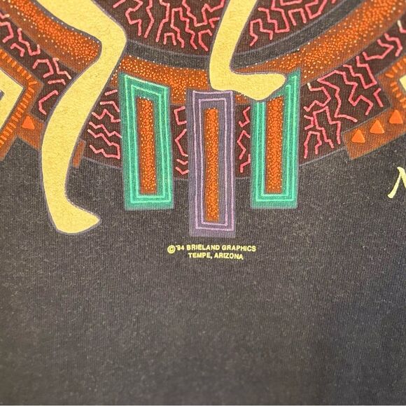 Vintage 1994 Single Stitch Navy Graphic T-Shirt Kokopelli Flute Montana - Picture 4 of 8